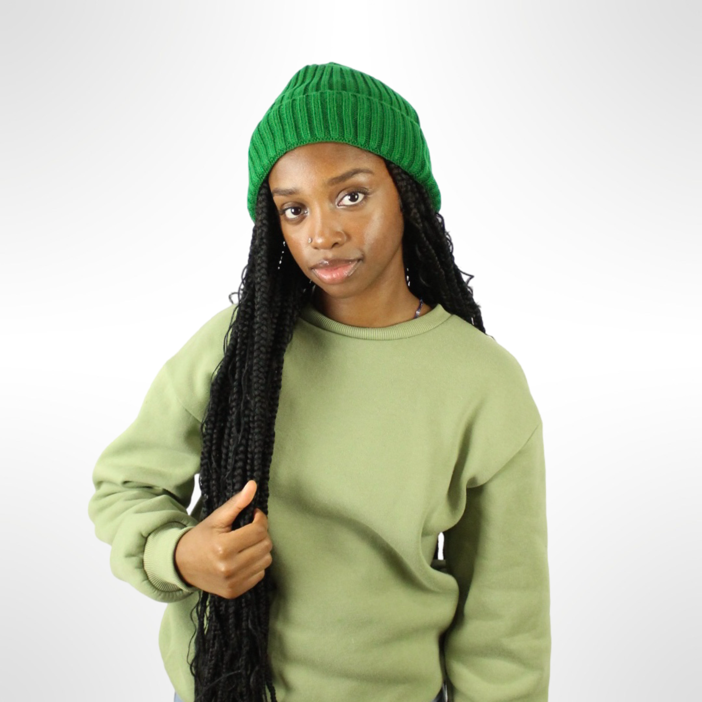 Green Satin-Lined Beanie