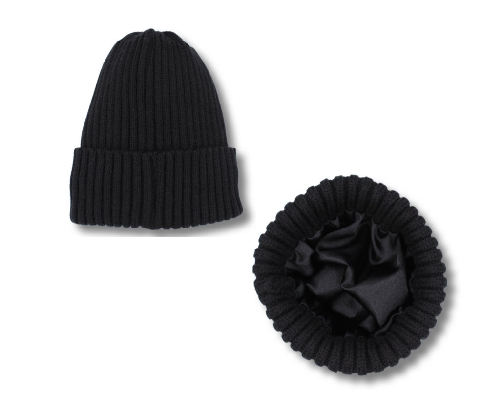 Black Satin-Lined Beanie - Toddler