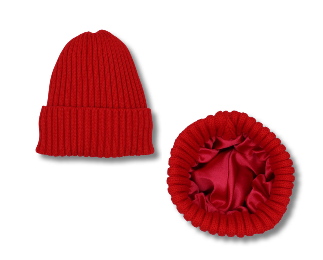 Red Satin-Lined Beanie - Toddler
