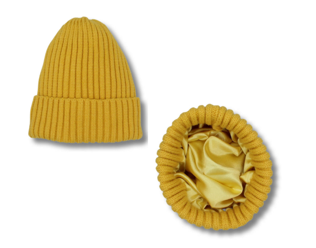 Yellow Satin-Lined Beanie - Toddler