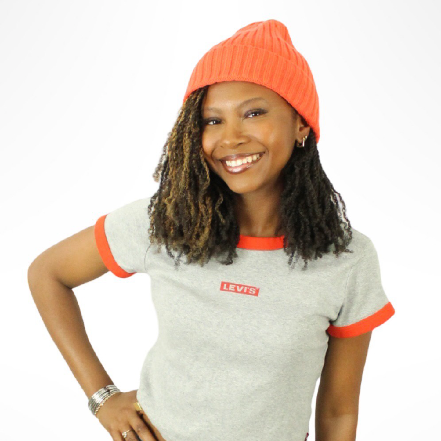 Orange Satin-Lined Beanie