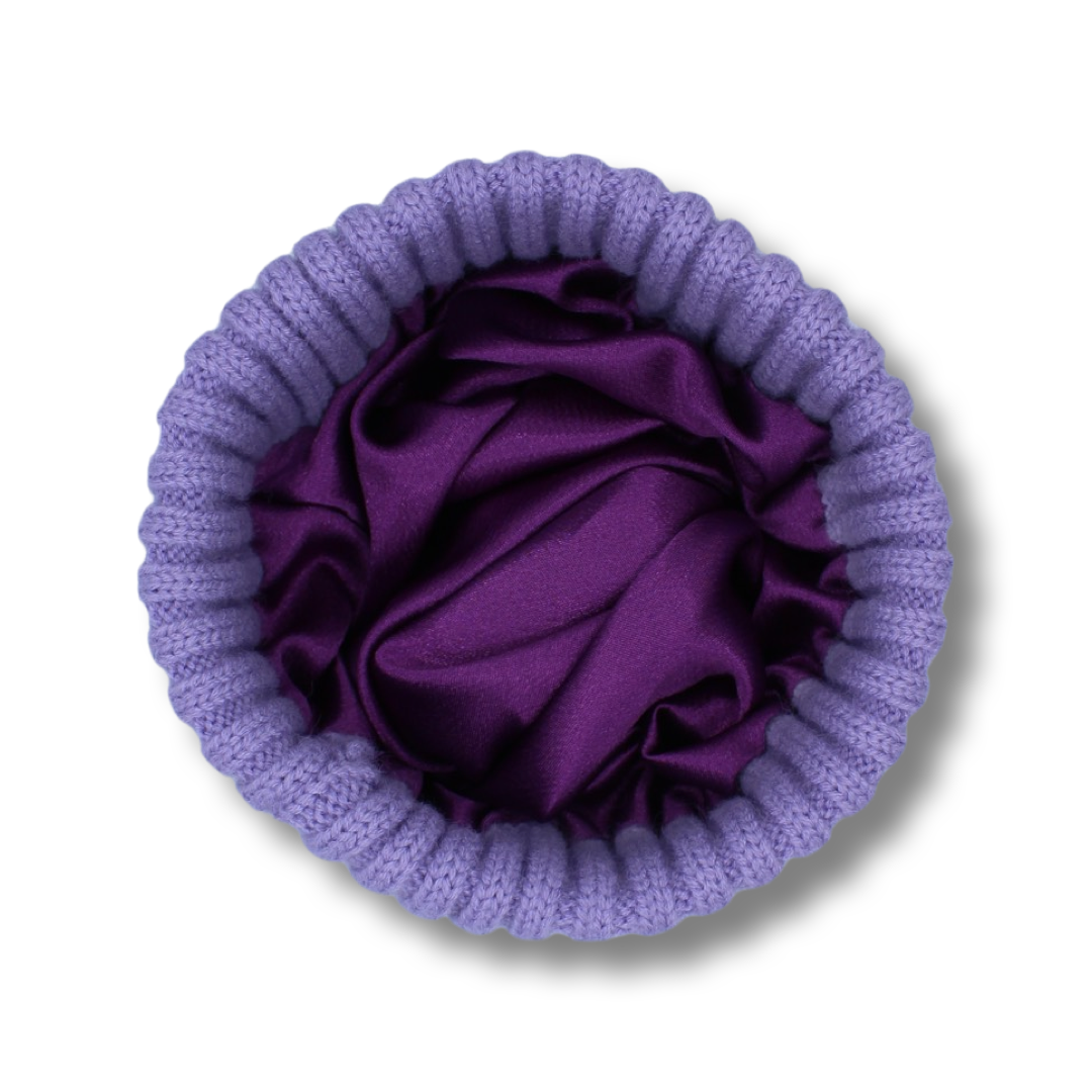 Purple Satin-Lined Beanie - Toddler