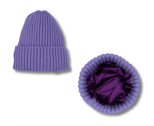 Purple Satin-Lined Beanie - Toddler