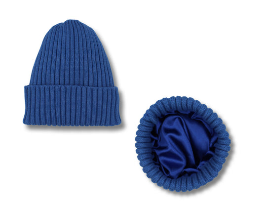 Blue Satin-Lined Beanie - Toddler