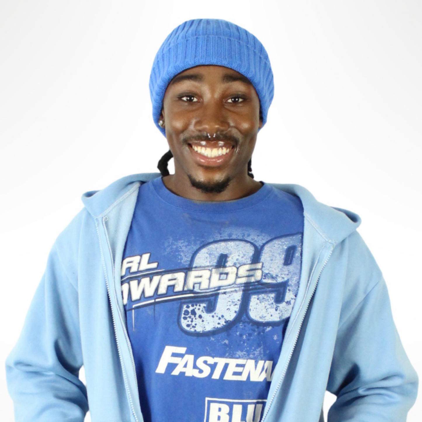 Blue Satin-Lined Beanie